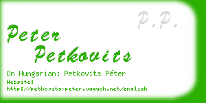 peter petkovits business card