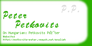 peter petkovits business card